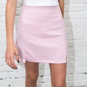 Brandy Melville Cara pink plaid mini skirt